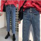 Seam Front Cropped Straight Cut Jeans