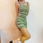 Sleeveless Striped Slim-fit Mini Dress
