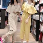 Cold Shoulder Elbow-sleeve Jumpsuit