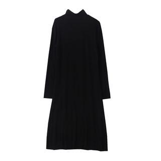 Mock Neck Long-sleeve Maxi A-line Dress