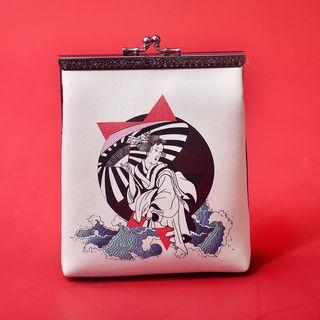 Printed Faux Leather Crossbody Bag White - One Size