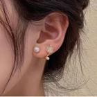 Faux Pearl Floral Stud Earring White - One Size
