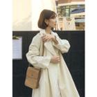 Open-front Loose-fit Long Trench Coat Cream - One Size