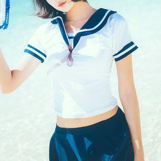 Set: Short-sleeve Swim Top + Swim Skirt