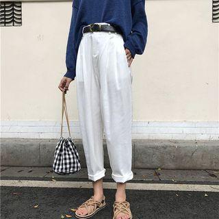Plain High-waist Harem Pants + Belt