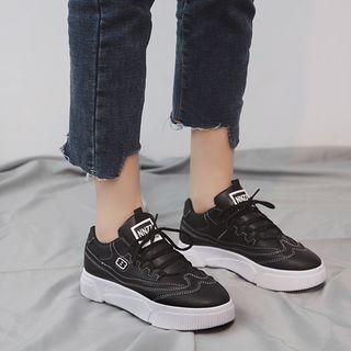 Lettering Platform Lace-up Sneakers