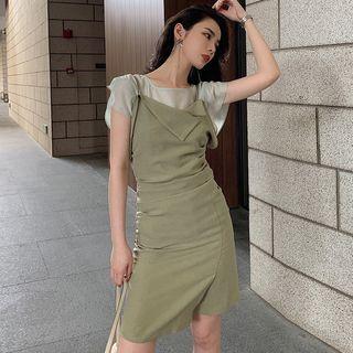 Short-sleeve Top / Spaghetti Strap Mini Dress