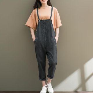 Pockets Denim Cropped Jumper Pants