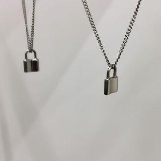 Small Lock Pendant Necklace Silver - One Size