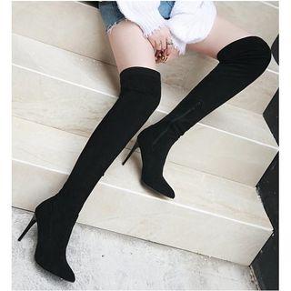 Faux Leather Over-the-knee High Heel Boots