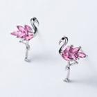 925 Sterling Silver Flamingo Stud Earrings Silver - One Size