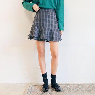 Inset Shorts Glen-plaid Mini Skirt