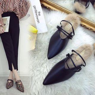 Furry Pointed Block Heel Mules