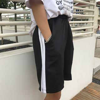 Couple Matching Striped Trim Shorts
