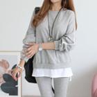 Stripe-trim Layered-hem Pullover