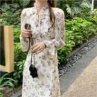 Spaghetti Strap / Long-sleeve Floral Print Dress