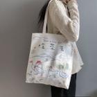 Goose Print Canvas Tote Bag Beige - One Size