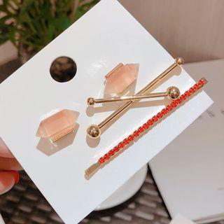 Set: Faux Crystal Earring + Hair Clip + Hair Pin