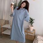 3/4-sleeve Midi A-line Polo Dress