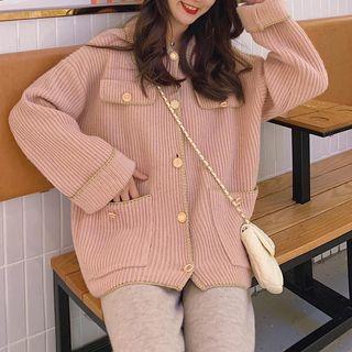 Collared Rib Knit Jacket / Cable Knit Pants