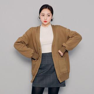 V-neck Pocket-detail Loose-fit Cardigan