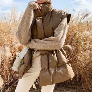 High-neck Drawcord Padding Vest