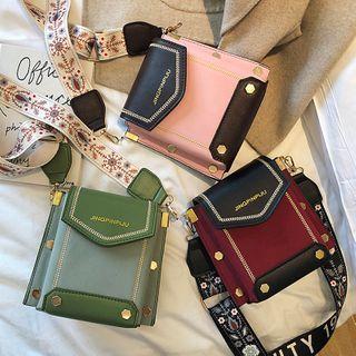 Wide Strap Two-tone Crossbody Bag
