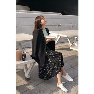 Polka Dot Gathered Midi Skirt Black - One Size