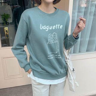 Letter-printed Layered-hem Pullover