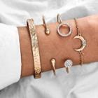 Set Of 4: Rhinestone Bangle + Bracelet