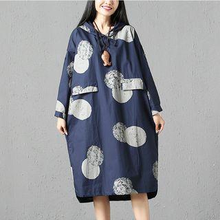 Printed Dot Midi Dress Blue - L