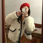 Furry Cropped Jacket As Figure - One Size