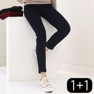 Set Of 2: Fleece-lined Slim-fit Pants