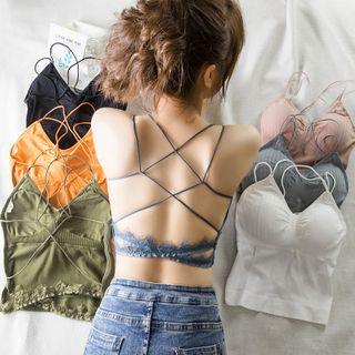 Strappy Lace Trim Padded Camisole Top