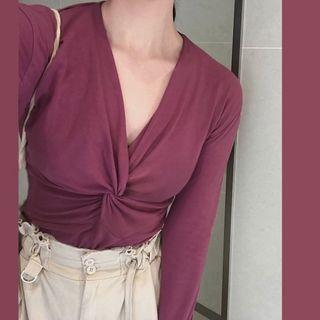 Twisted Knit Top Purple - One Size