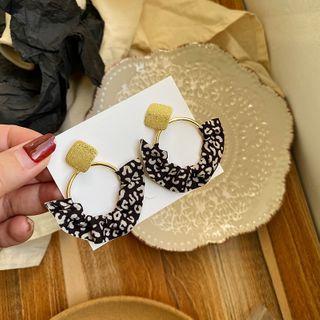 925 Sterling Silver Leopard Print Hoop Drop Earring