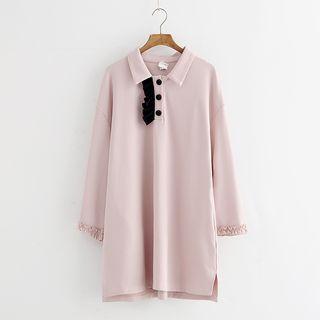 Long-sleeve Frilled Polo Shirt Dress