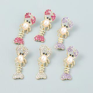 Lobster Faux Pearl Rhinestone Dangle Earring