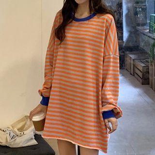 Oversized Striped Sweatshirt As Shown In Figure - One Size