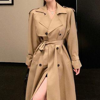 Notch Lapel Double-breasted Midi Trench Coat Notch Lapel Double-breasted Midi Trench Coat - One Size
