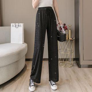 Wide-leg Glitter Sweatpants
