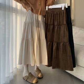 Corduroy High-waist Fleece-lined Cake Skirt
