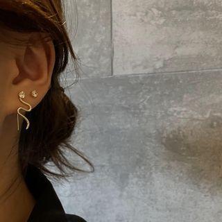 Snake Rhinestone Asymmetrical Alloy Earring 1 Pair - Gold - One Size