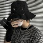 Safety Pin Distressed Bucket Hat Black - M