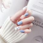 Matte Plain / Print Faux Nail Tips Ms-09 - Blue & White - One Size