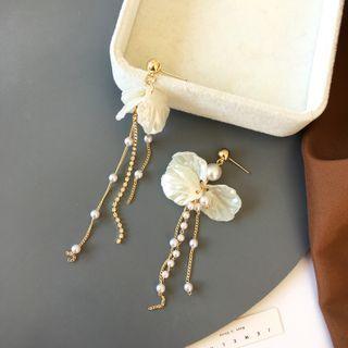 Petal Drop Sterling Silver Ear Stud / Clip-on Earring