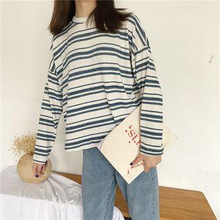 Long-sleeve Striped T-shirt Blue Stripes - White - One Size