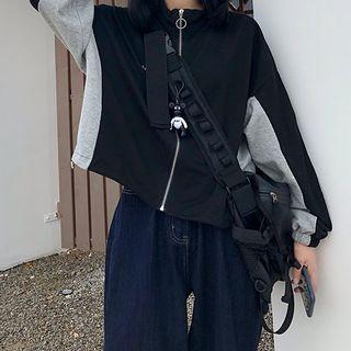 Two-tone Zip Jacket Black - One Size