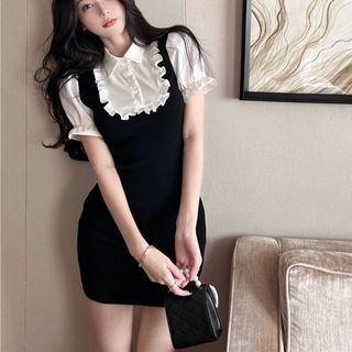 Mock Two-piece Mini Polo Dress