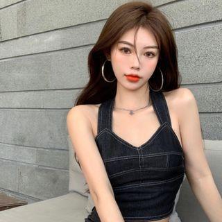 Sleeveless Denim Crop Top